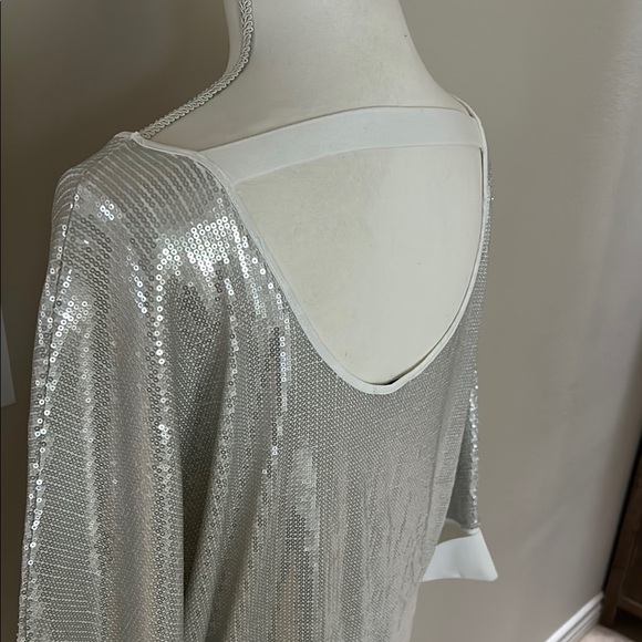 Skinnygirl Silver Sequin Blouse Size XL - Picture 4 of 8